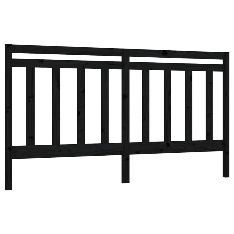 vidaXL Κεφαλάρι Κρεβατιού Μαύρο 186 x 4 x 100 εκ. Μασίφ Ξύλο Πεύκου