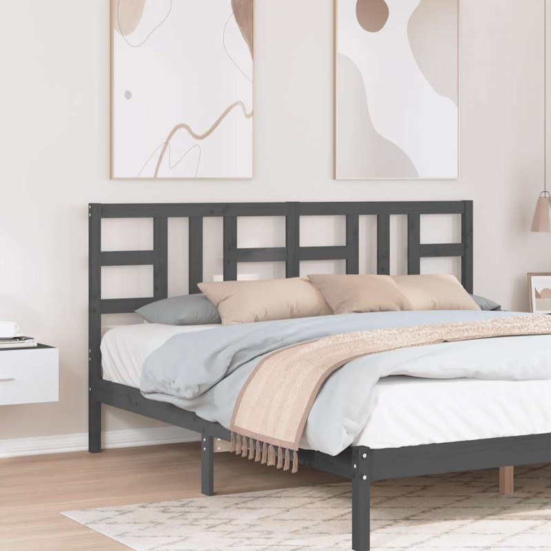 vidaXL Κεφαλάρι Κρεβατιού Γκρι 186 x 4 x 100 εκ. από Μασίφ Ξύλο Πεύκου