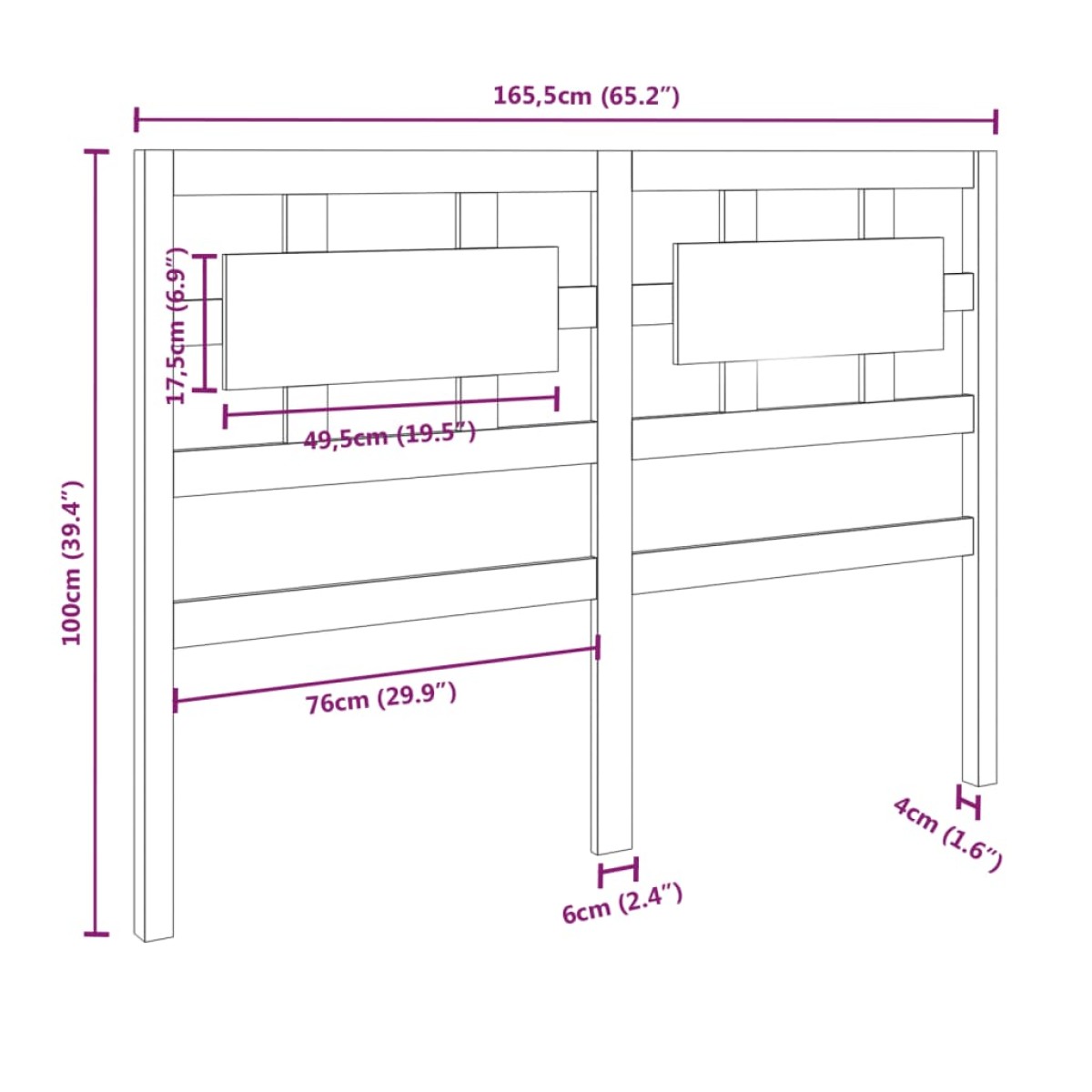 vidaXL Κεφαλάρι Κρεβατιού Γκρι165,5 x 4 x 100 εκ.από Μασίφ Ξύλο Πεύκου