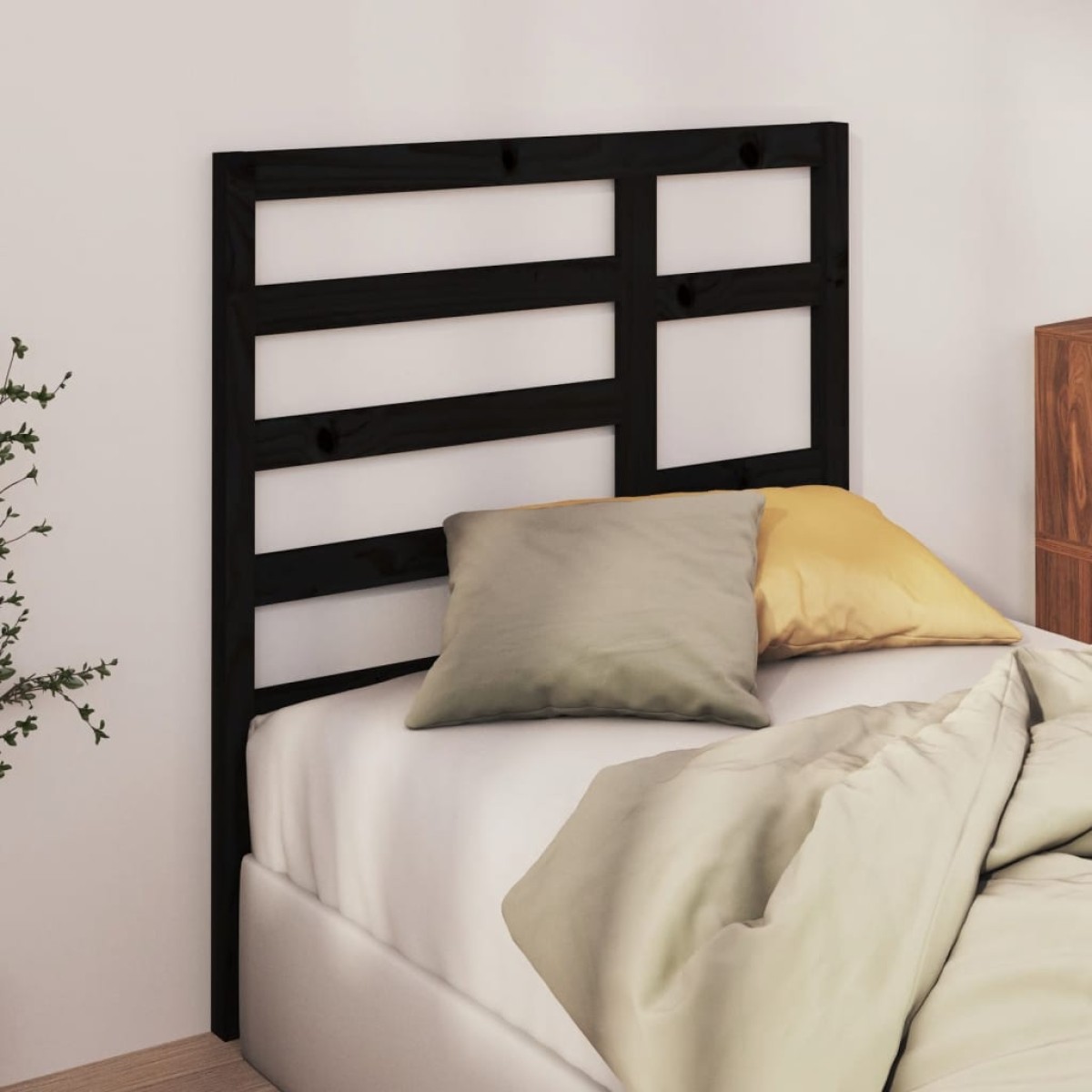 vidaXL Κεφαλάρι Κρεβατιού Μαύρο 96x4x104 εκ. Μασίφ Ξύλο Πεύκου