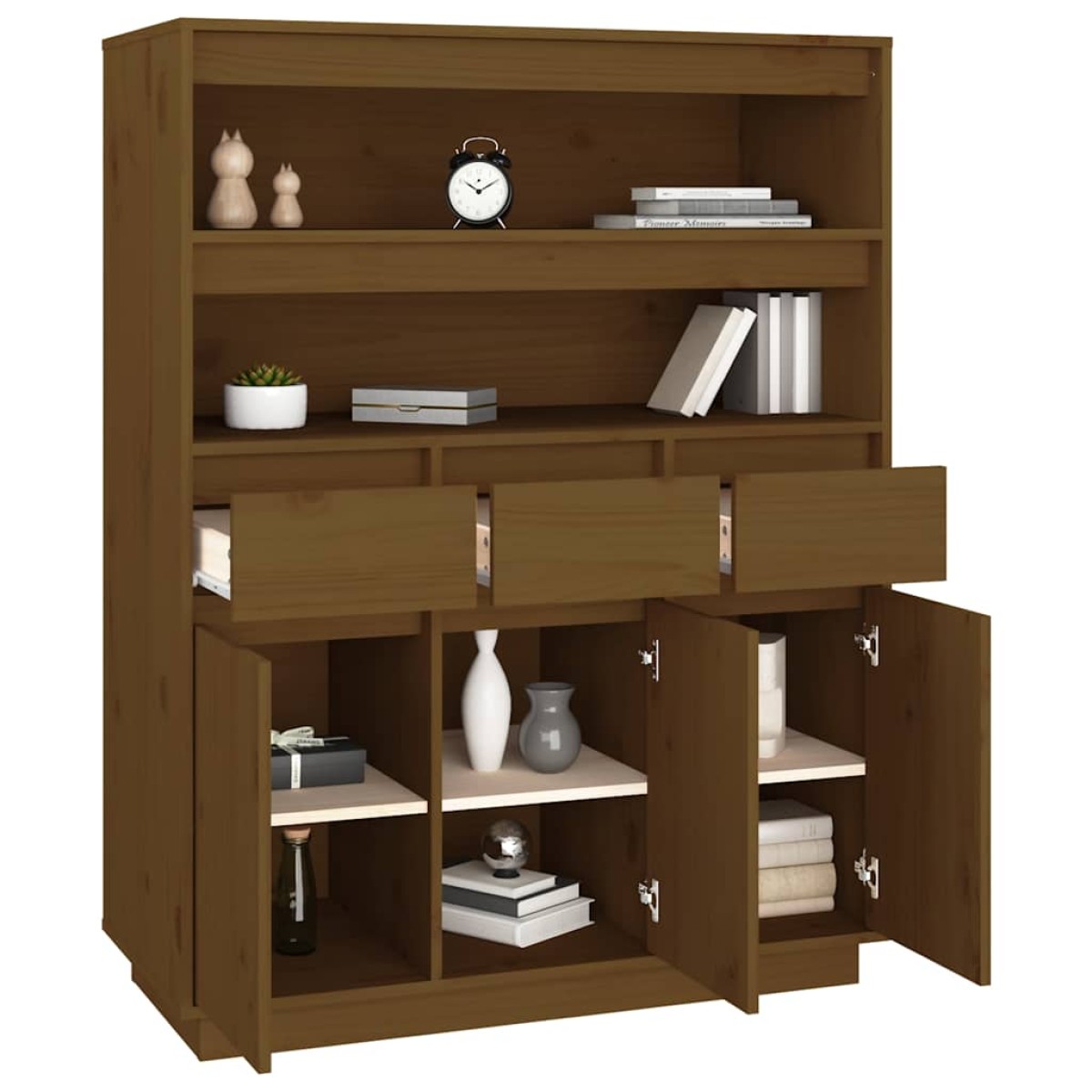 vidaXL Ντουλάπι Ψηλό Καφέ Μέλι 89x40x116,5 εκ. από Μασίφ Ξύλο Πεύκου