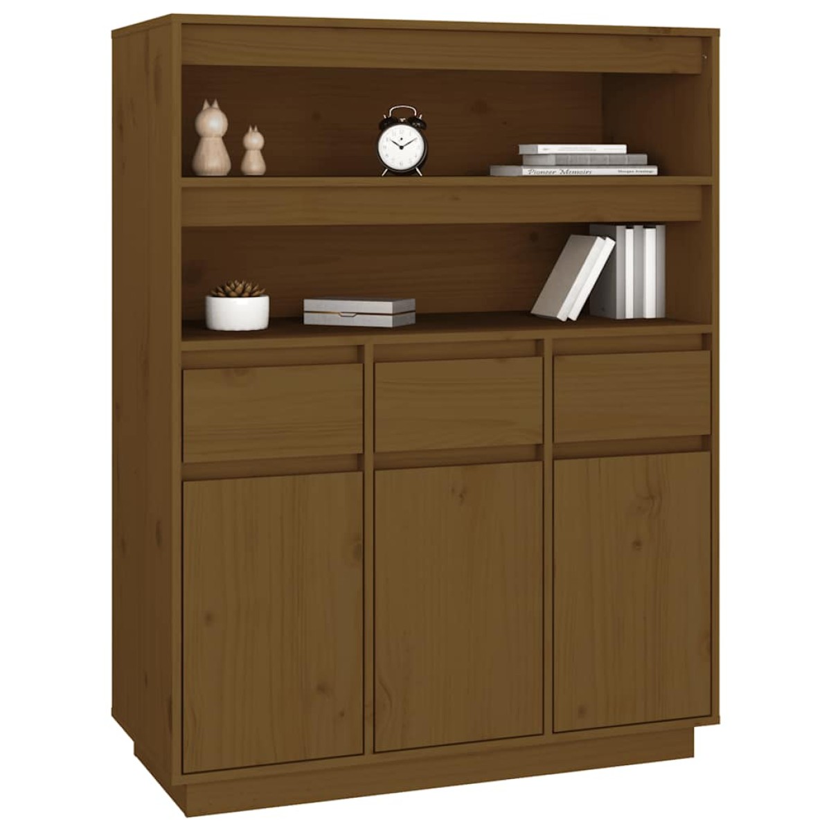 vidaXL Ντουλάπι Ψηλό Καφέ Μέλι 89x40x116,5 εκ. από Μασίφ Ξύλο Πεύκου