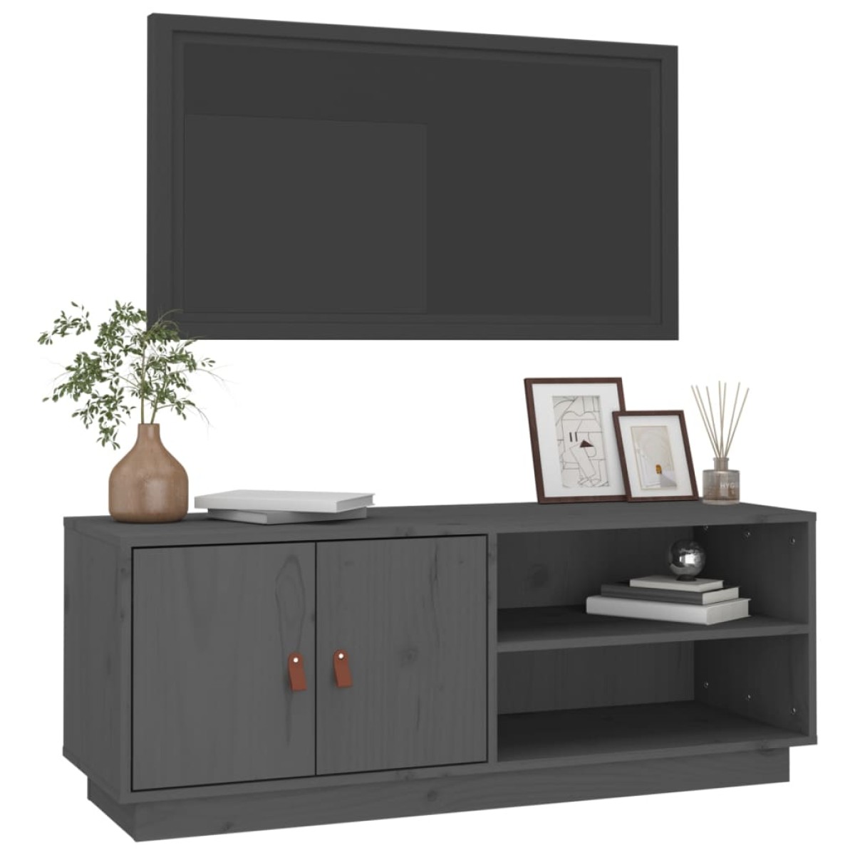 vidaXL Έπιπλο Τηλεόρασης Γκρι 105x34x40 εκ. από Μασίφ Ξύλο Πεύκου