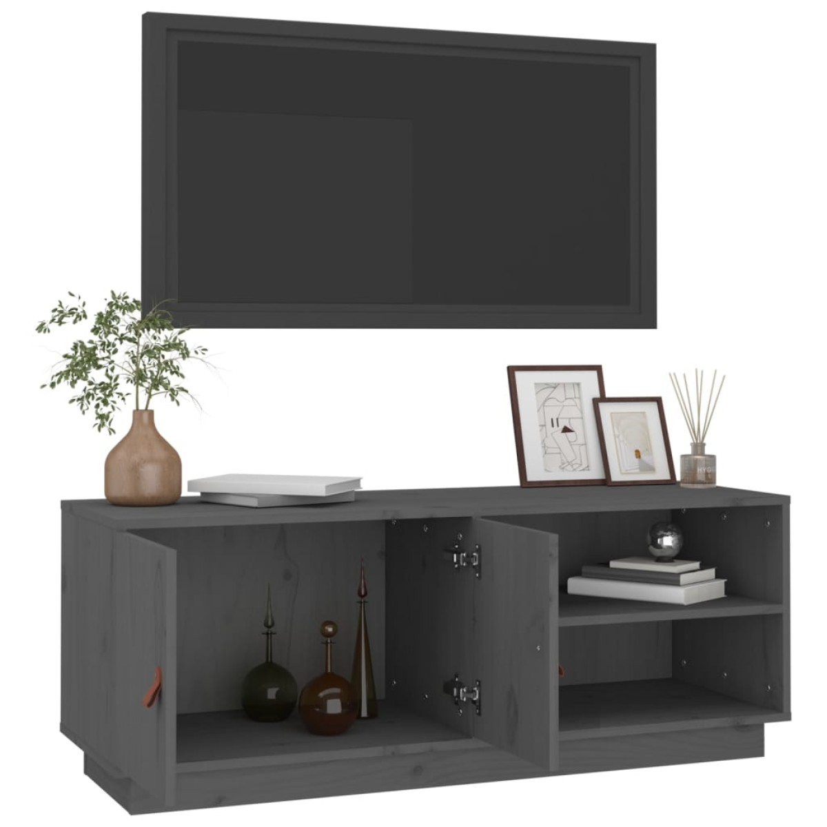 vidaXL Έπιπλο Τηλεόρασης Γκρι 105x34x40 εκ. από Μασίφ Ξύλο Πεύκου