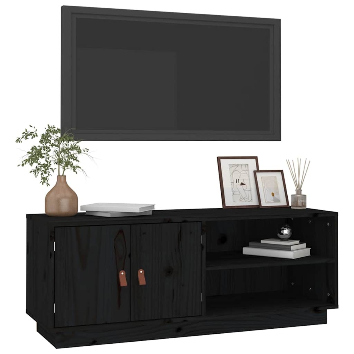 vidaXL Έπιπλο Τηλεόρασης Μαύρο 105x34x40 εκ. από Μασίφ Ξύλο Πεύκου