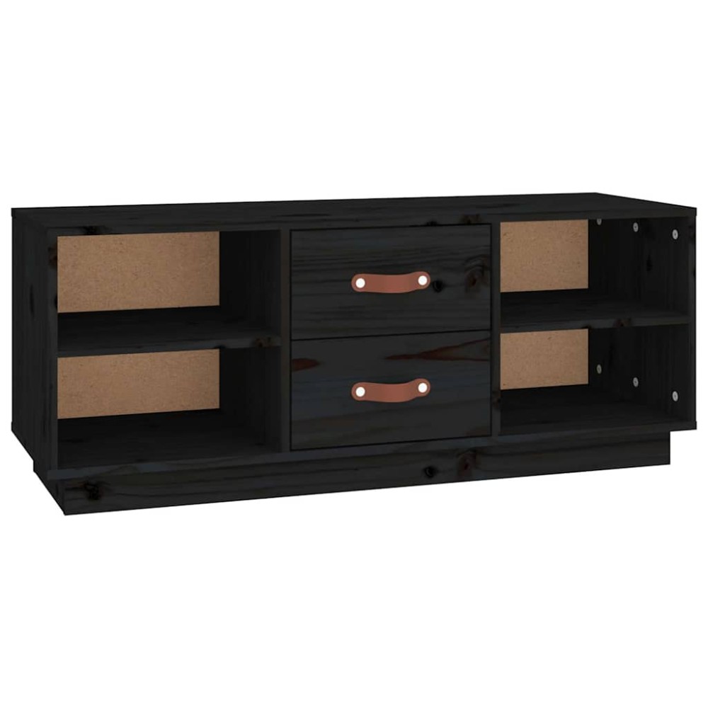 vidaXL Έπιπλο Τηλεόρασης Μαύρο 100 x 34 x 40 εκ. από Μασίφ Ξύλο Πεύκου