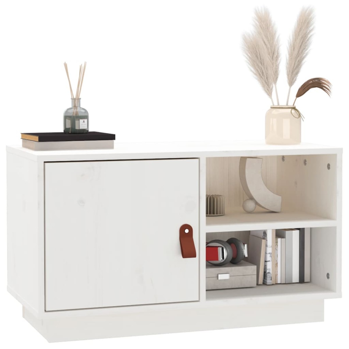 vidaXL Έπιπλο Τηλεόρασης Λευκό 70x34x40 εκ. από Μασίφ Ξύλο Πεύκου