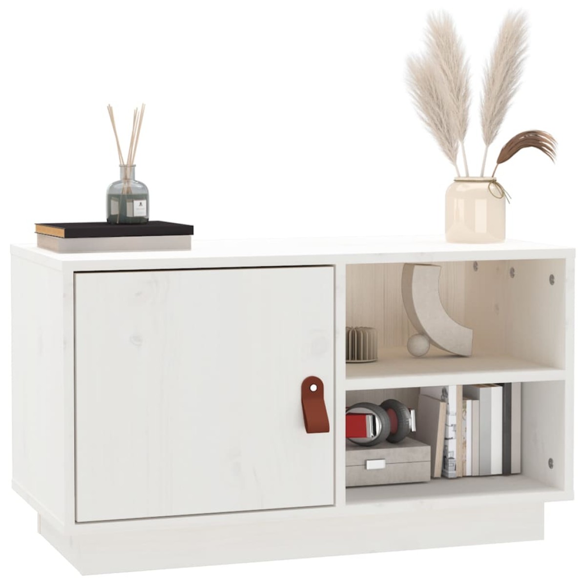 vidaXL Έπιπλο Τηλεόρασης Λευκό 70x34x40 εκ. από Μασίφ Ξύλο Πεύκου