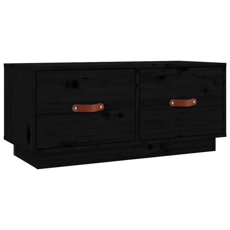 vidaXL Έπιπλο Τηλεόρασης Μαύρο 80x34x35 εκ. από Μασίφ Ξύλο Πεύκου