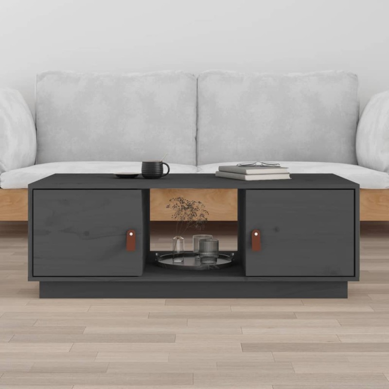 vidaXL Τραπεζάκι Σαλονιού Γκρι 100x50x35 εκ. από Μασίφ Ξύλο Πεύκου