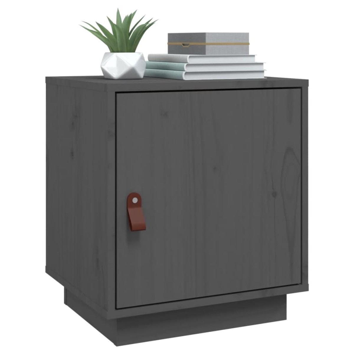 vidaXL Κομοδίνα 2 τεμ. Γκρι 40x34x45 εκ. από Μασίφ Ξύλο Πεύκου