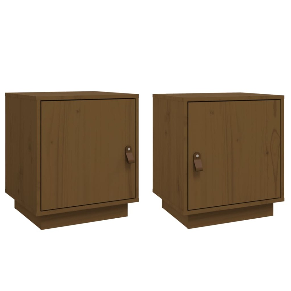 vidaXL Κομοδίνα 2 τεμ. Καφέ Μελί 40x34x45 εκ. από Μασίφ Ξύλο Πεύκου