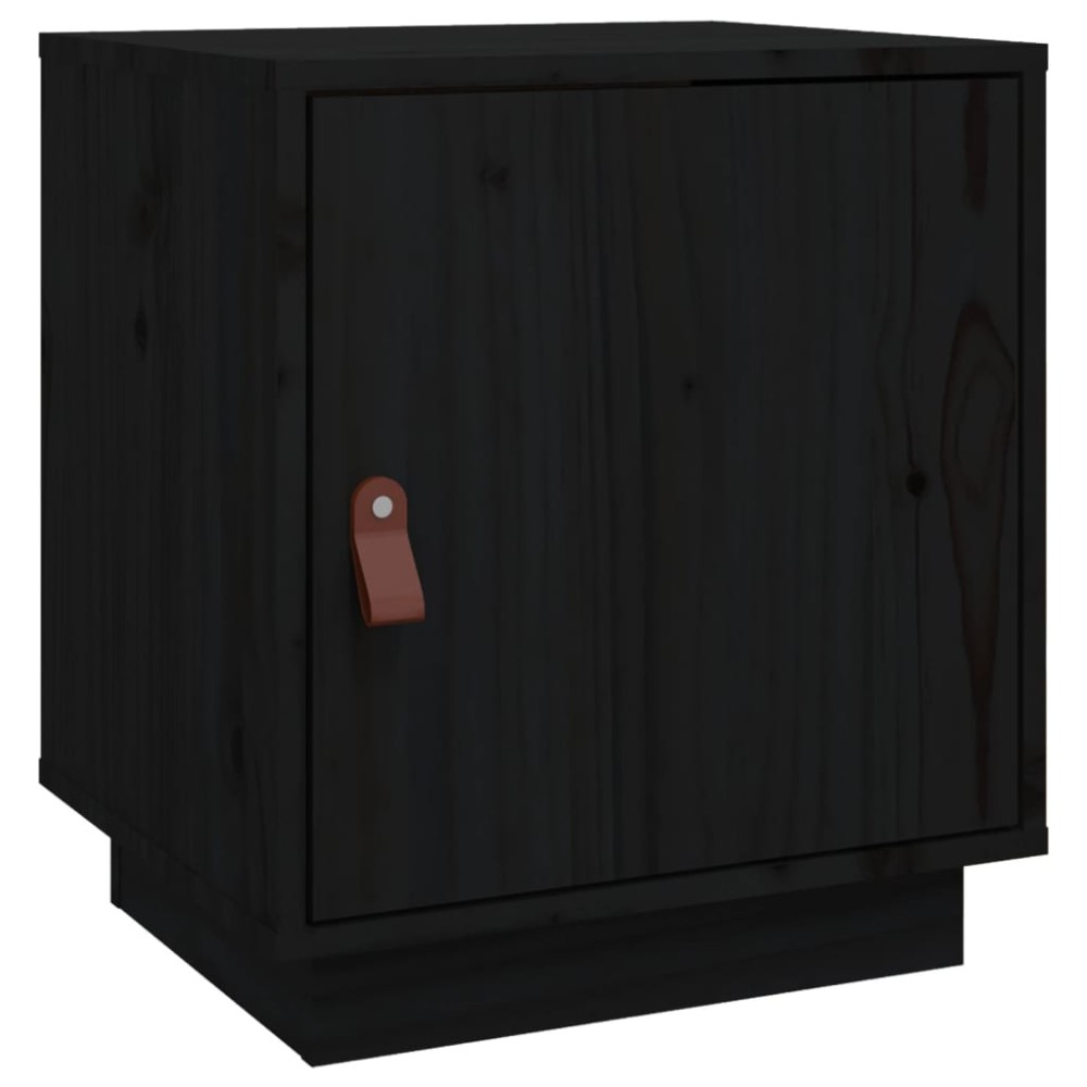 vidaXL Κομοδίνο Μαύρο 40x34x45 εκ. από Μασίφ Ξύλο Πεύκου