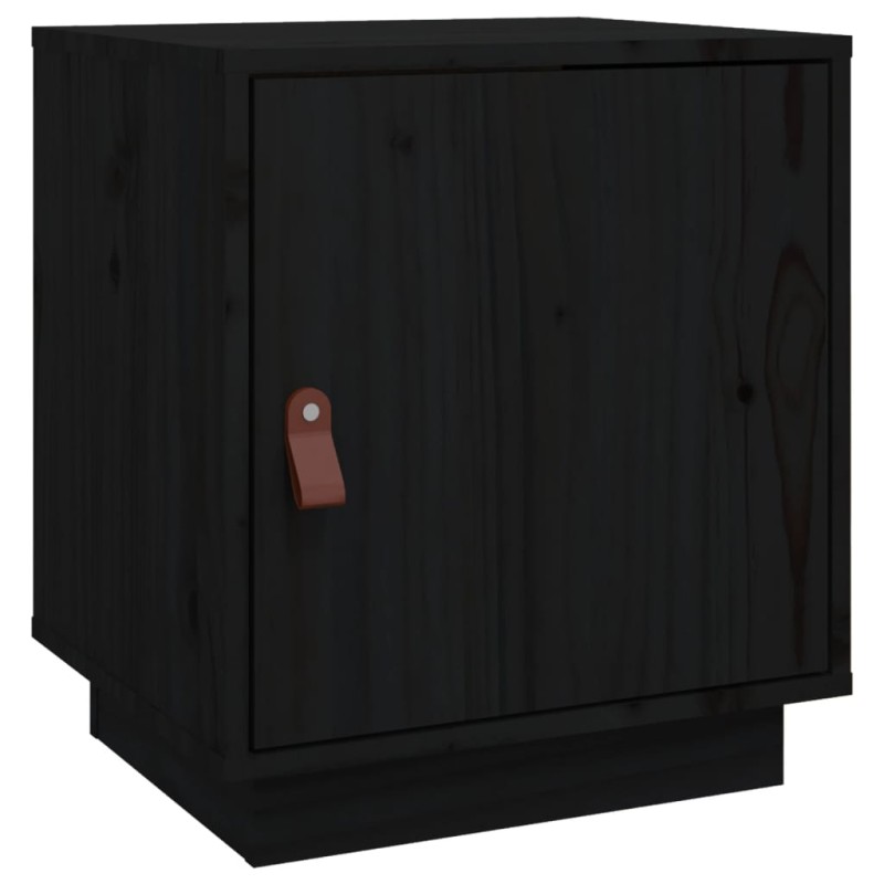 vidaXL Κομοδίνο Μαύρο 40x34x45 εκ. από Μασίφ Ξύλο Πεύκου