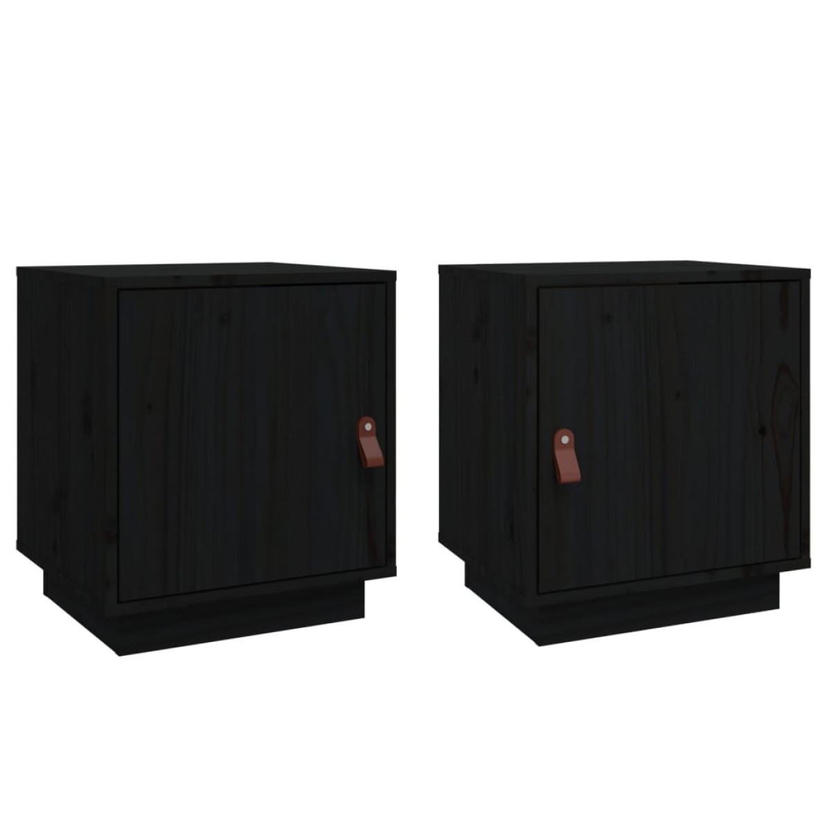 vidaXL Κομοδίνα 2 τεμ. Μαύρα 40x34x45 εκ. από Μασίφ Ξύλο Πεύκου