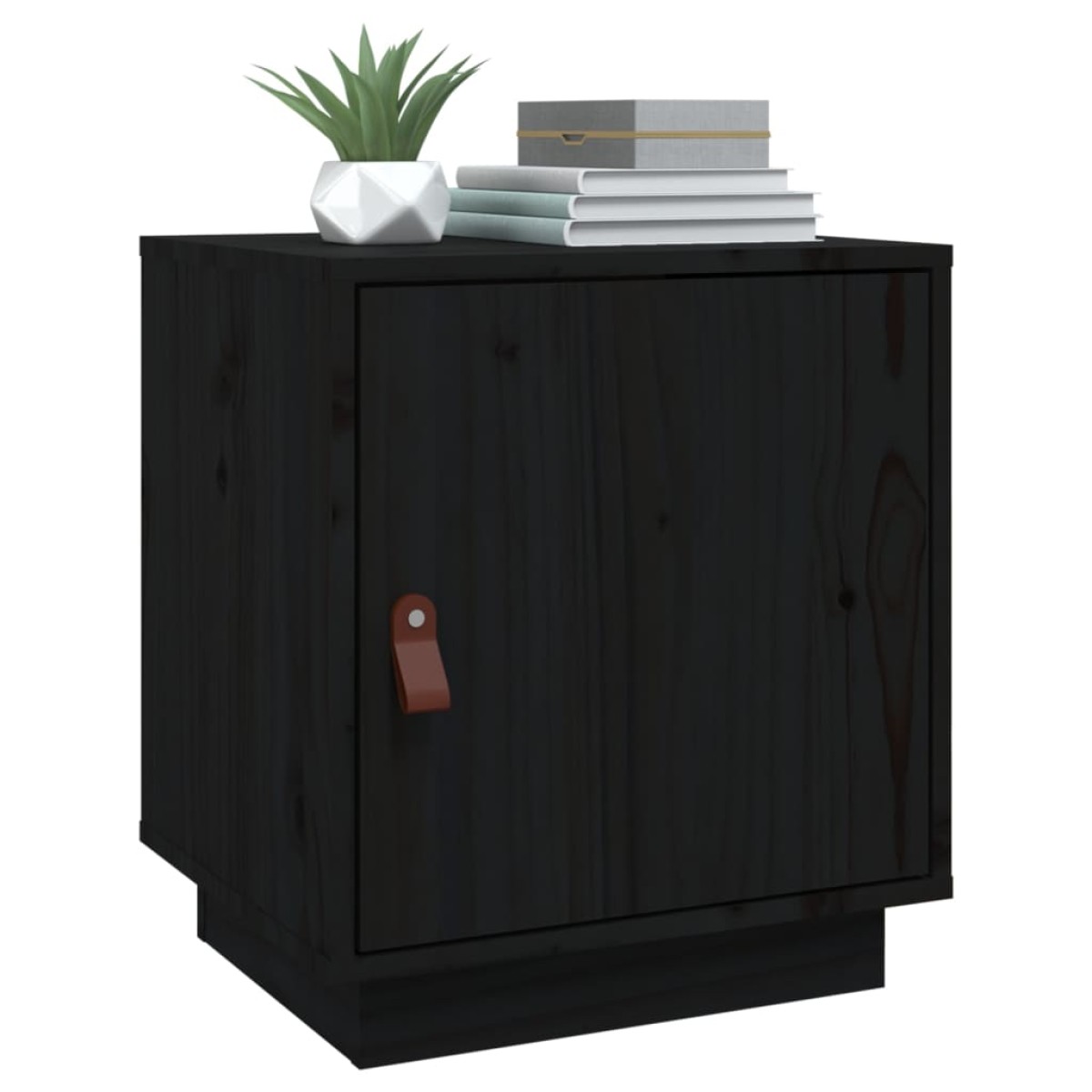 vidaXL Κομοδίνα 2 τεμ. Μαύρα 40x34x45 εκ. από Μασίφ Ξύλο Πεύκου