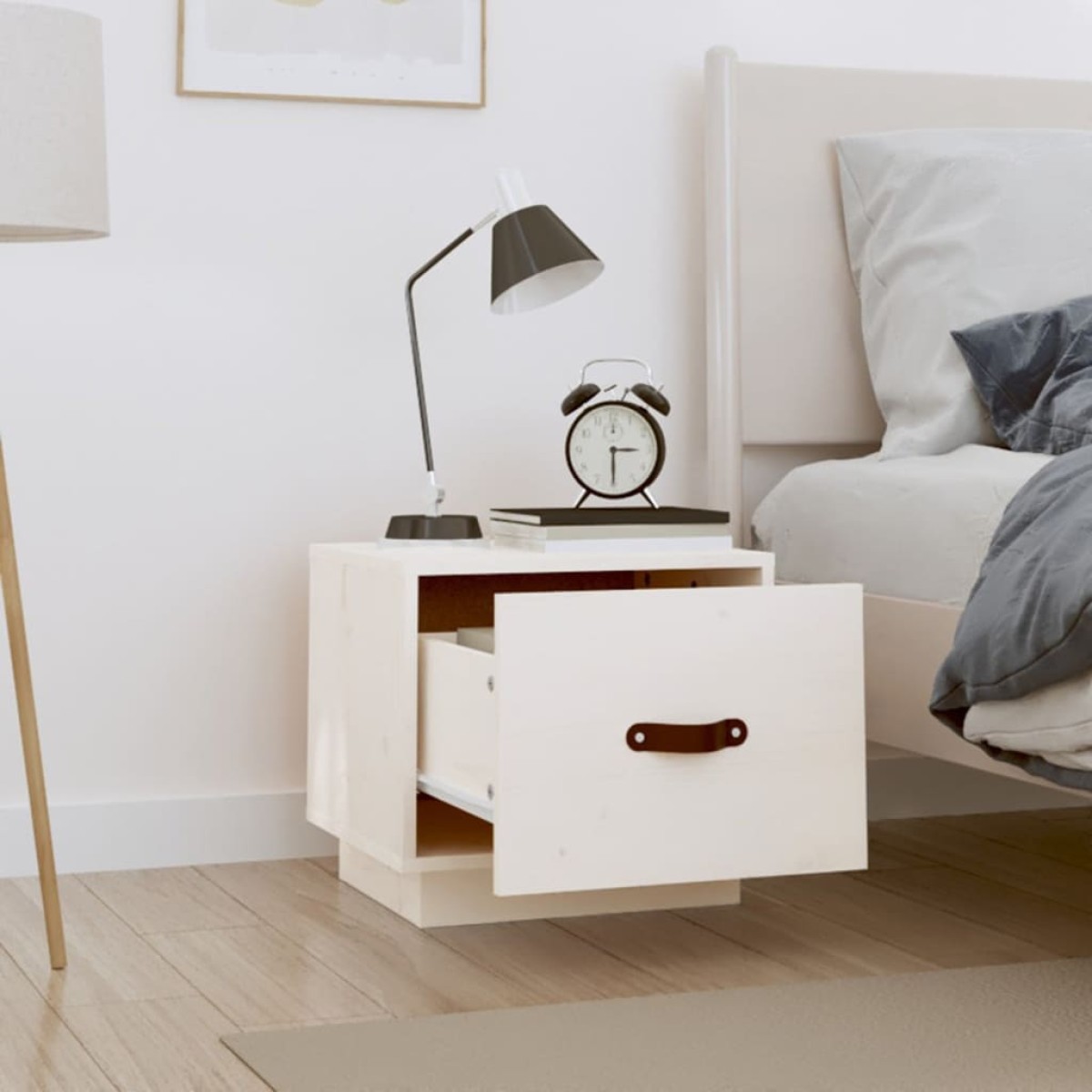 vidaXL Κομοδίνα 2 τεμ. Λευκά 40 x 34 x 35 εκ. από Μασίφ Ξύλο Πεύκου
