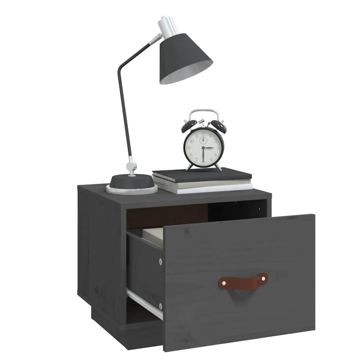 vidaXL Κομοδίνα 2 τεμ. Γκρι 40x34x35 εκ. από Μασίφ Ξύλο Πεύκου