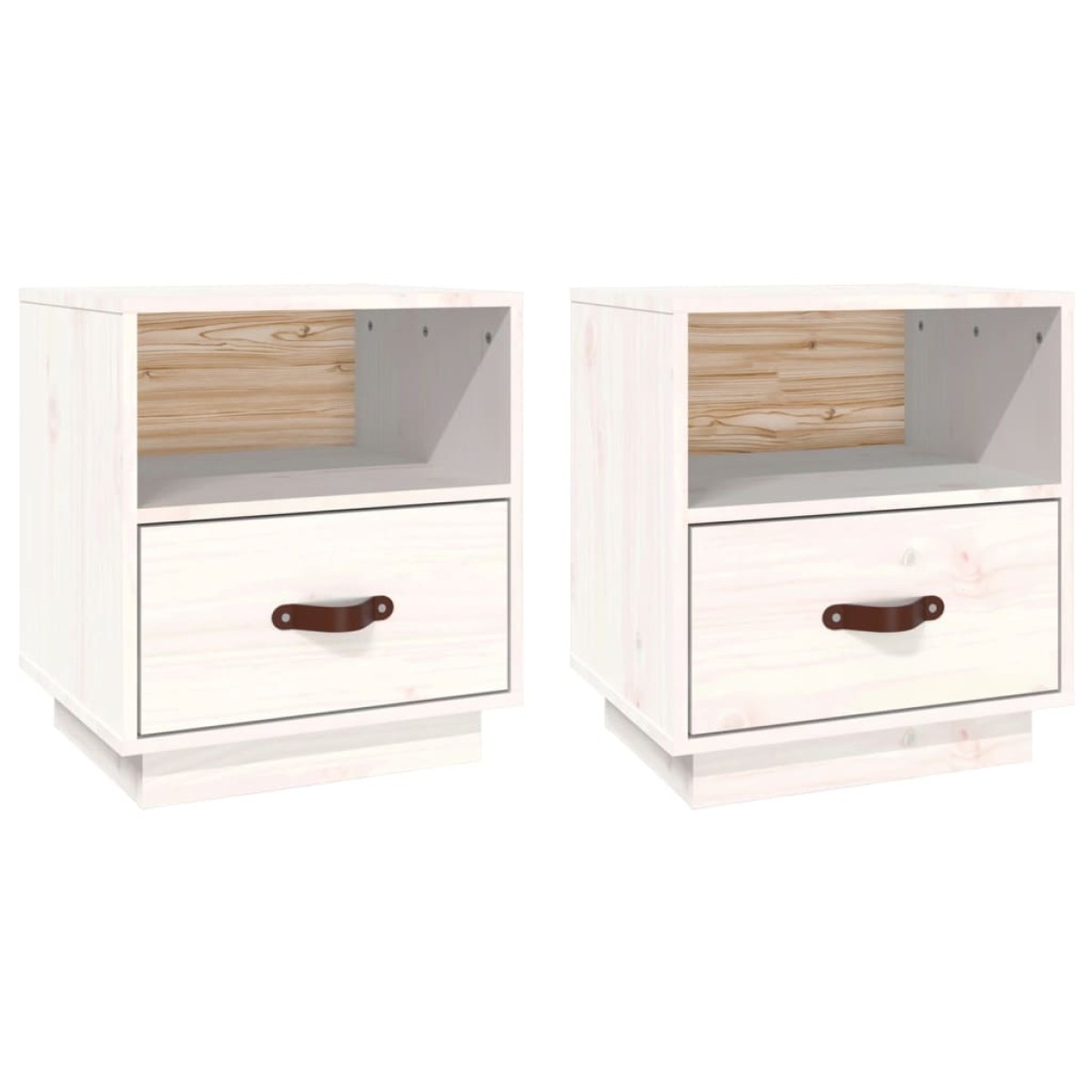 vidaXL Κομοδίνα 2 τεμ. Λευκό 40x34x45 εκ. από Μασίφ Ξύλο Πεύκου