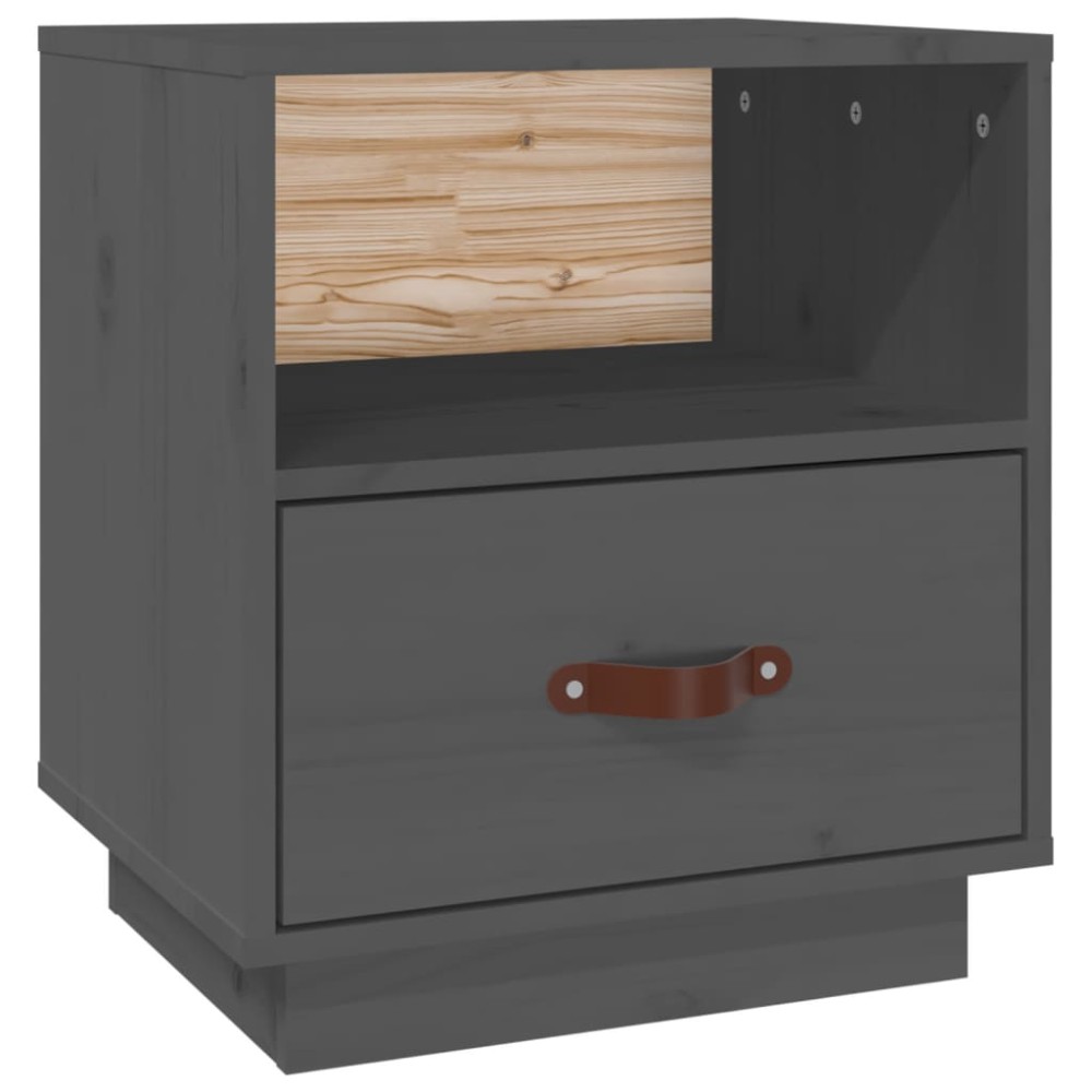 vidaXL Κομοδίνο Γκρι 40 x 34 x 45 εκ. από Μασίφ Ξύλο Πεύκου