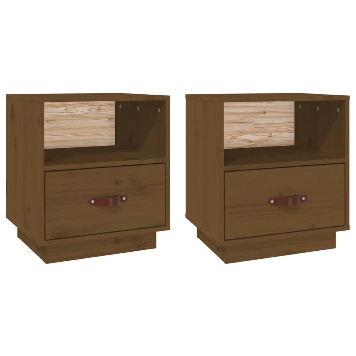 vidaXL Κομοδίνα 2 τεμ. Καφέ Μελί 40x34x45 εκ. από Μασίφ Ξύλο Πεύκου