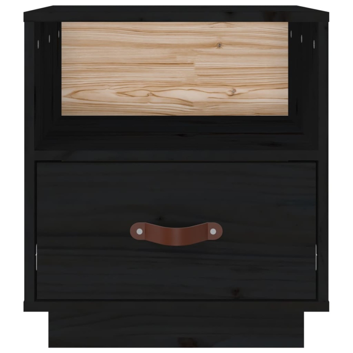 vidaXL Κομοδίνο Μαύρο 40x34x45 εκ. από Μασίφ Ξύλο Πεύκου