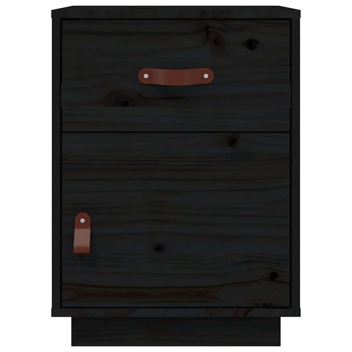 vidaXL Κομοδίνο Μαύρο40x34x55εκ. από Μασίφ Ξύλο Πεύκου