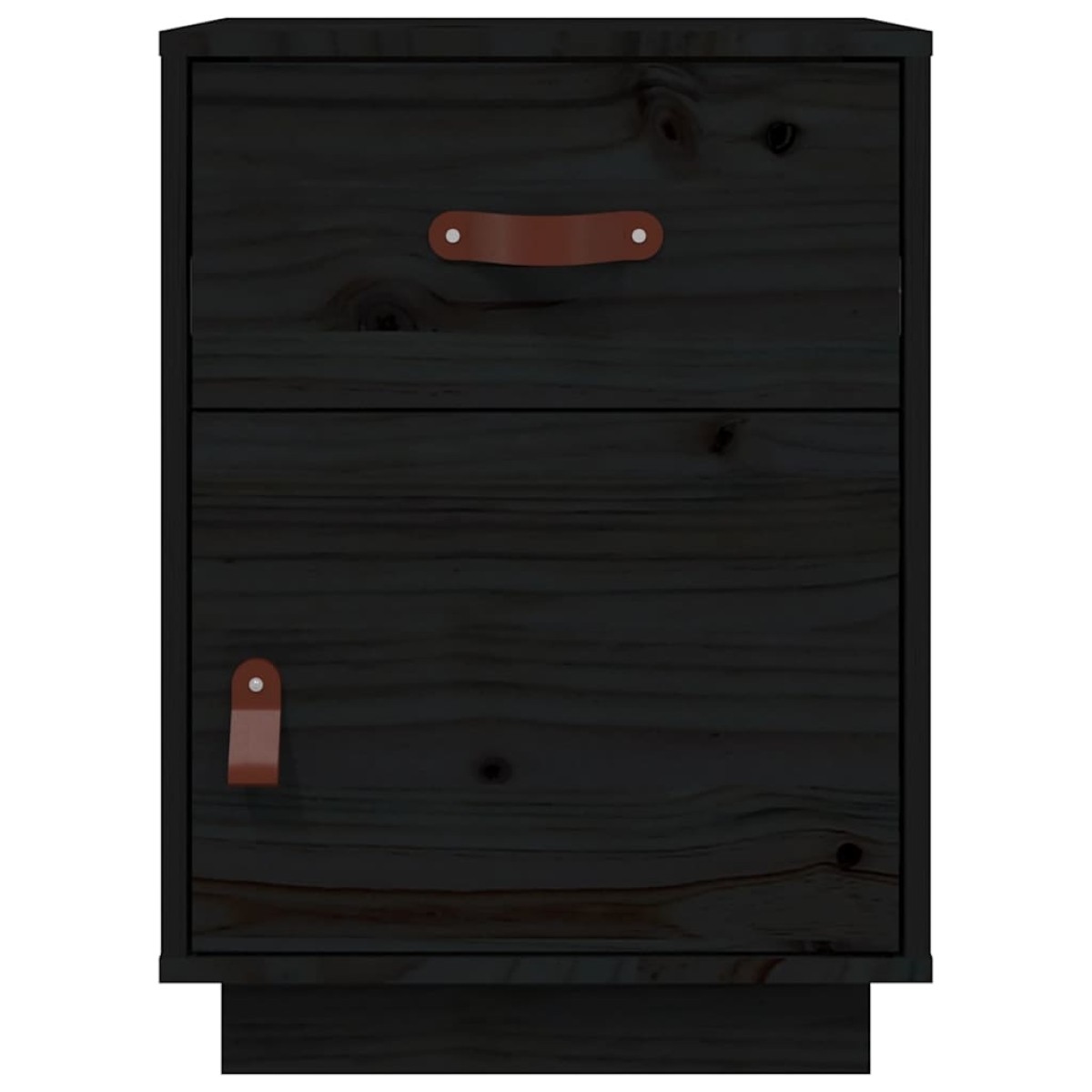 vidaXL Κομοδίνα 2 τεμ. Μαύρα40x34x55 εκ. από Μασίφ Ξύλο Πεύκου