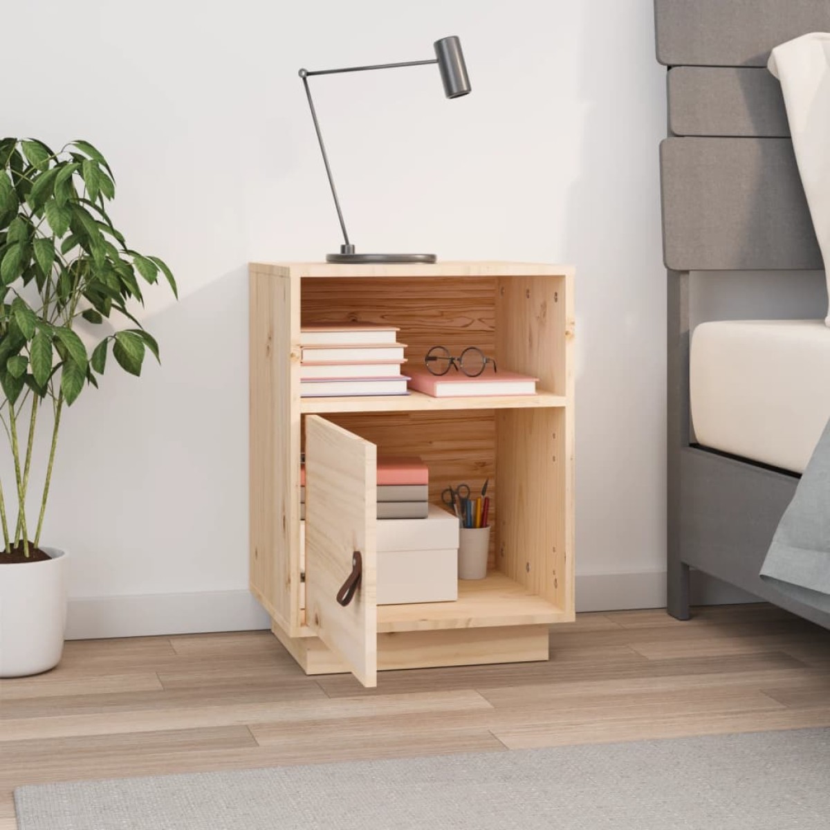 vidaXL Κομοδίνο Λευκό 40 x 34 x 55 εκ. από Μασίφ Ξύλο Πεύκου