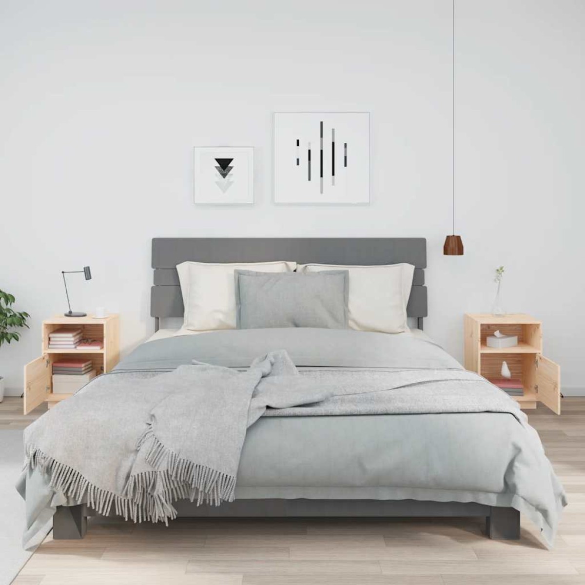 vidaXL Κομοδίνα 2 τεμ. 40 x 34 x 55 εκ. από Μασίφ Ξύλο Πεύκου