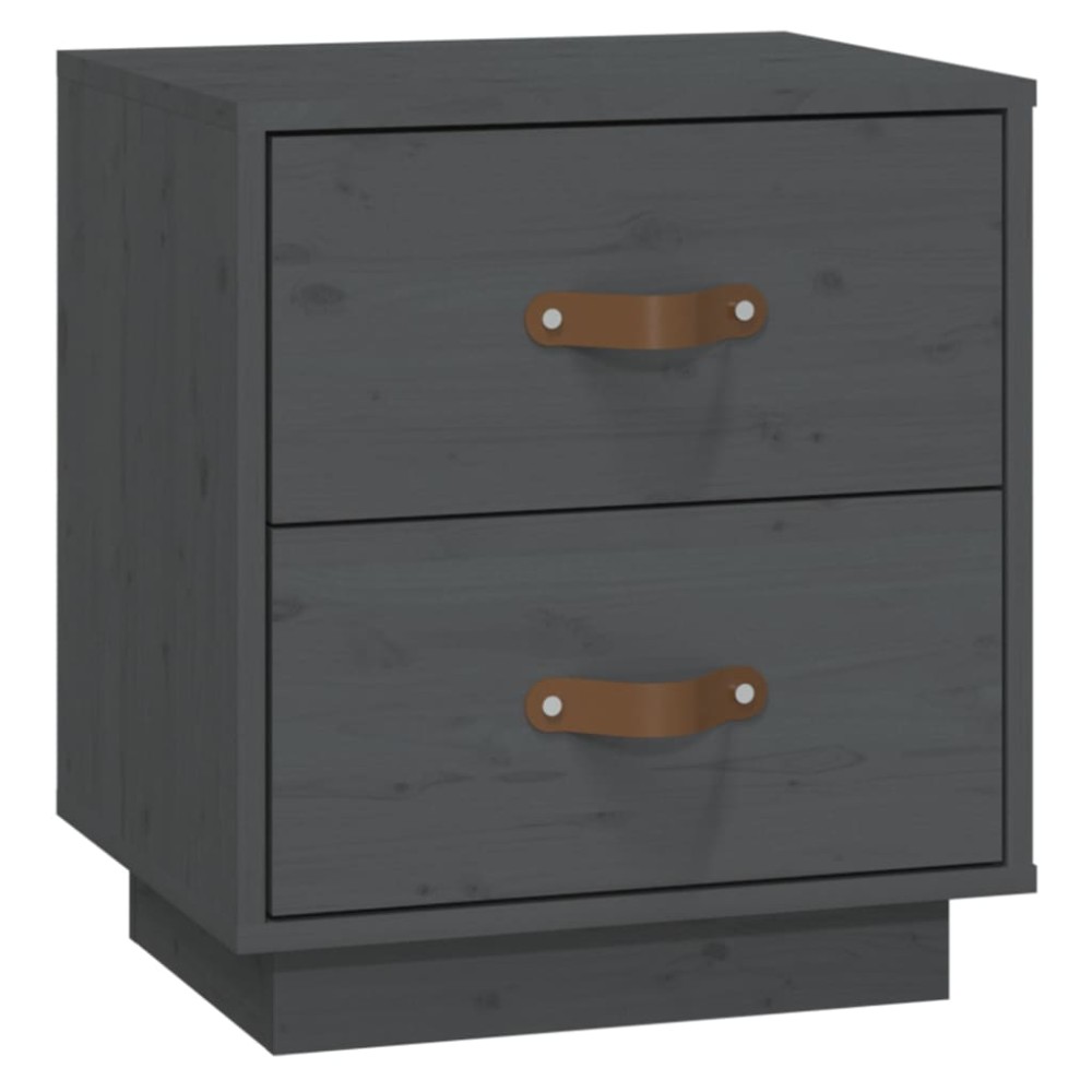 vidaXL Κομοδίνο Γκρι 40 x 34 x 45 εκ. από Μασίφ Ξύλο Πεύκου