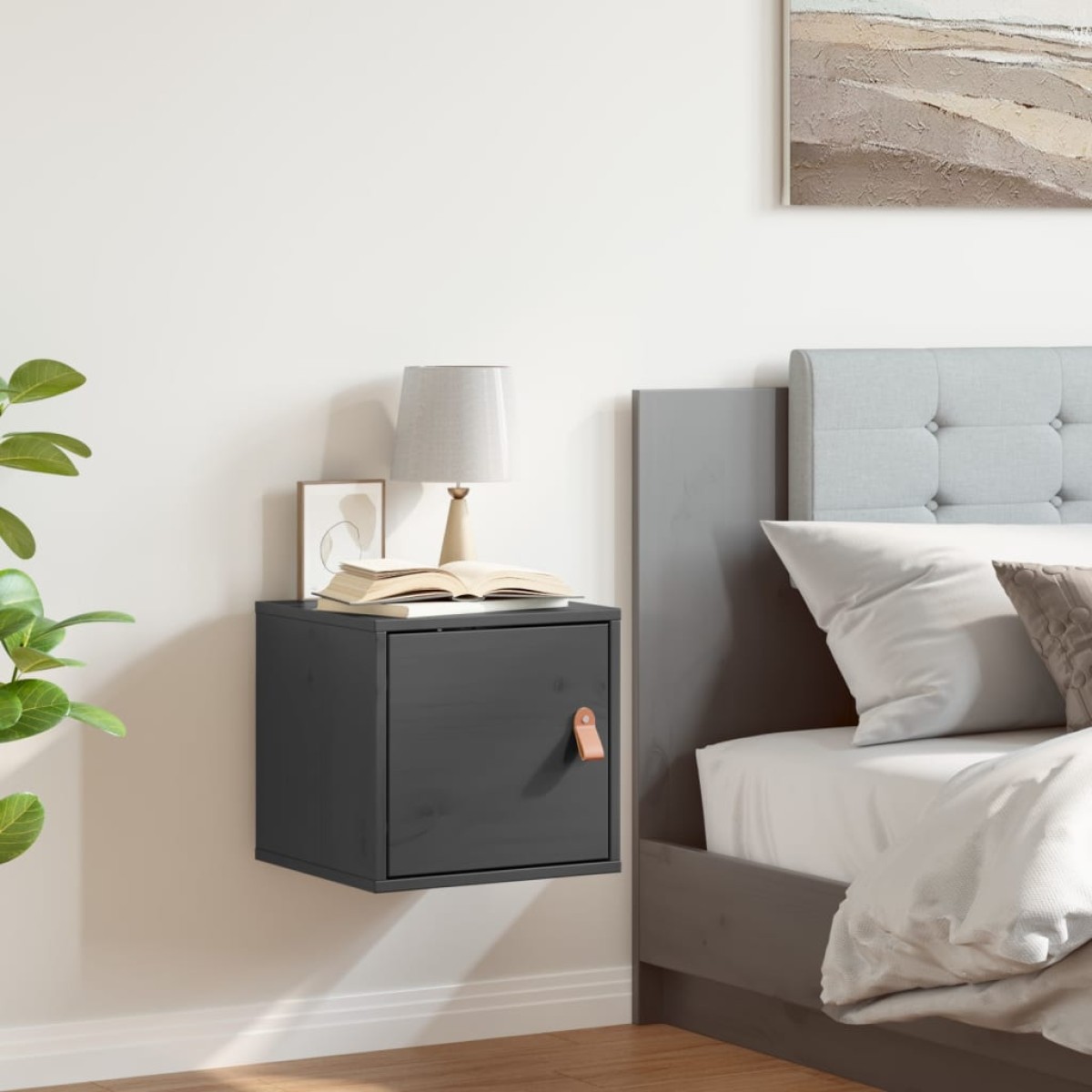 vidaXL Ντουλάπι Τοίχου Γκρι 31,5 x 30 x 30 εκ. από Μασίφ Ξύλο Πεύκου