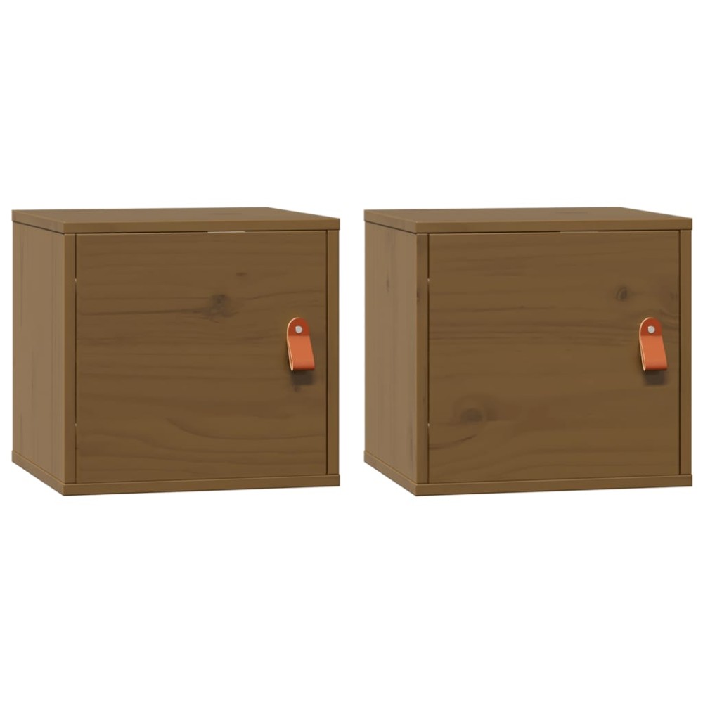 vidaXL Ντουλάπια Τοίχου 2 τεμ.Καφέ μελί31,5x30x30εκ. Μασίφ Ξύλο Πεύκου
