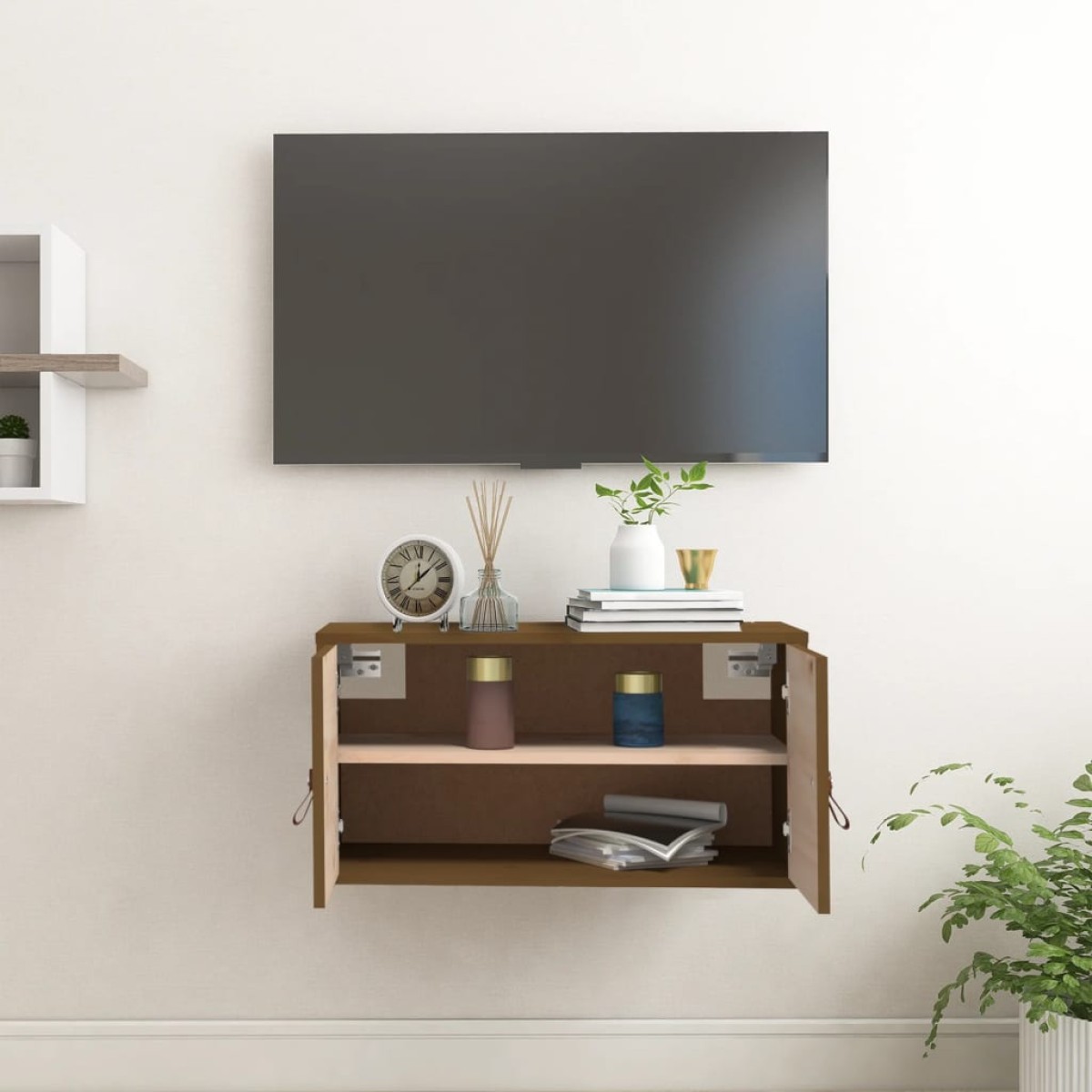 vidaXL Ντουλάπι Τοίχου Καφέ Μελί 60x30x30 εκ. από Μασίφ Ξύλο Πεύκου