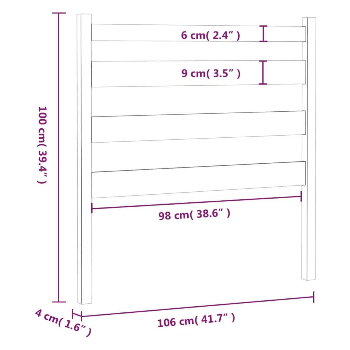 vidaXL Κεφαλάρι Κρεβατιού Καφέ Μελί 106x4x100 εκ. Μασίφ Ξύλο Πεύκου