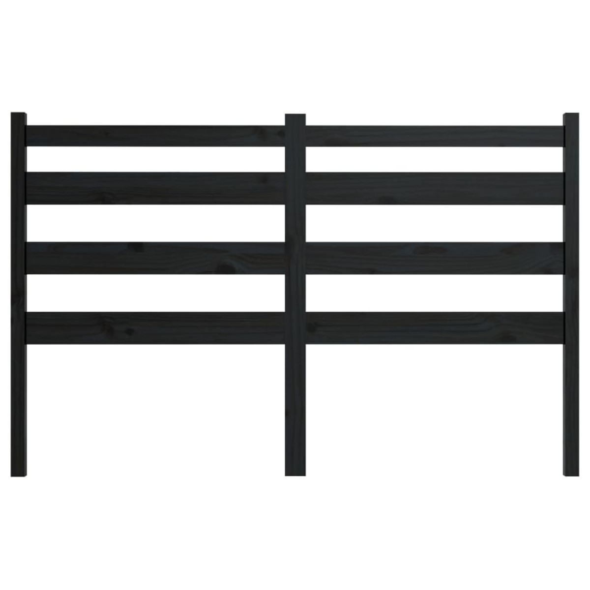 vidaXL Κεφαλάρι Κρεβατιού Μαύρο 126 x 4 x 100 εκ. Μασίφ Ξύλο Πεύκου