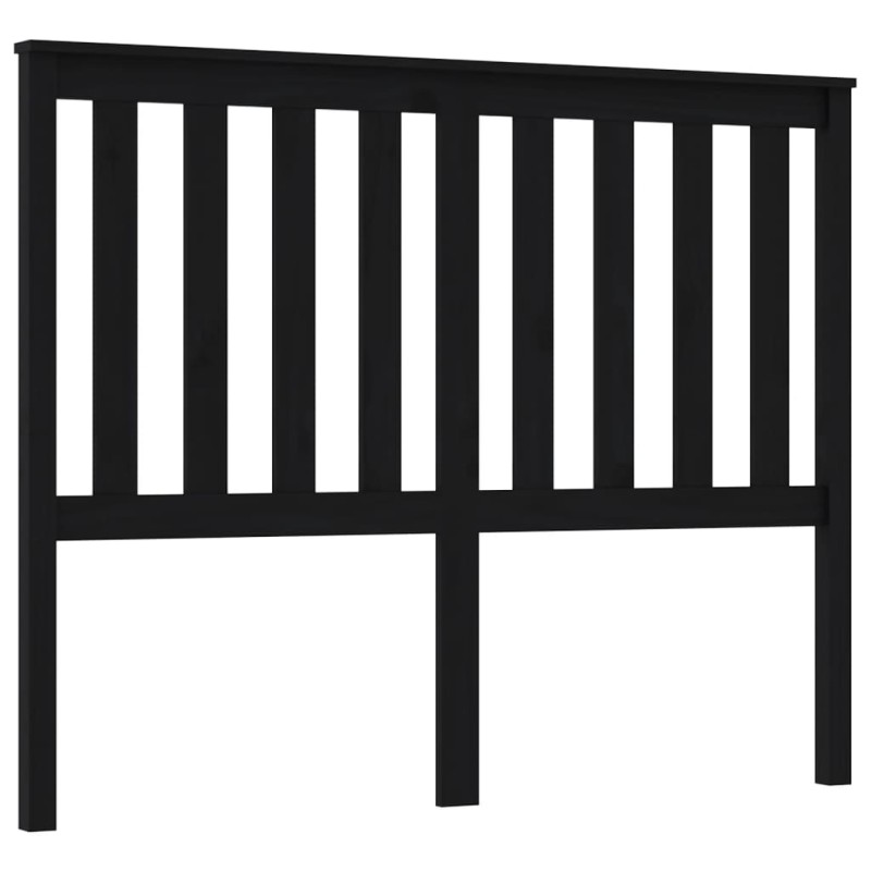 vidaXL Κεφαλάρι κρεβατιού Μαύρο 126x6x101 εκ. από Μασίφ Ξύλο Πεύκου