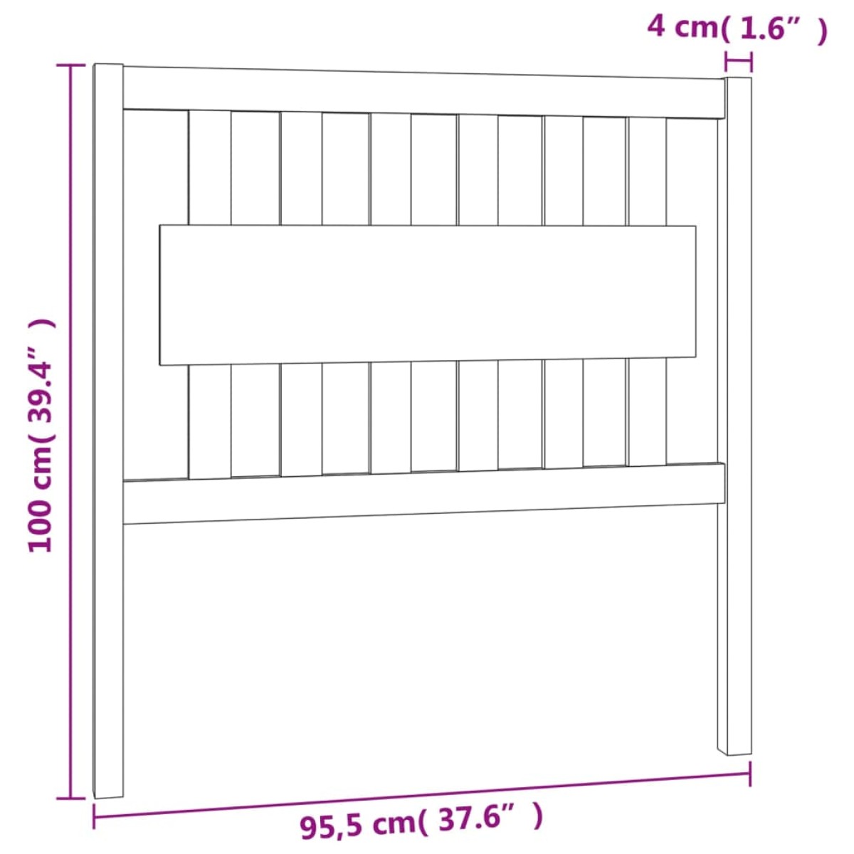 vidaXL Κεφαλάρι Κρεβατιού Μελί 95,5x4x100 εκ. από Μασίφ Ξύλο Πεύκου