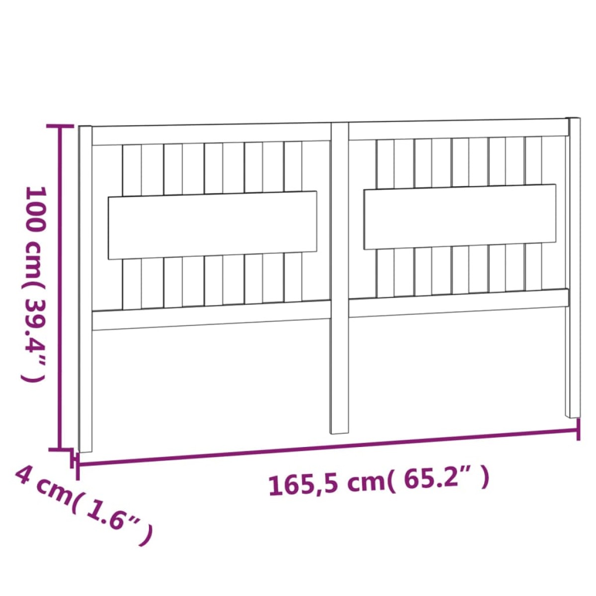 vidaXL Κεφαλάρι Κρεβατιού Γκρι 165,5 x 4 x 100 εκ. Μασίφ Ξύλο Πεύκου