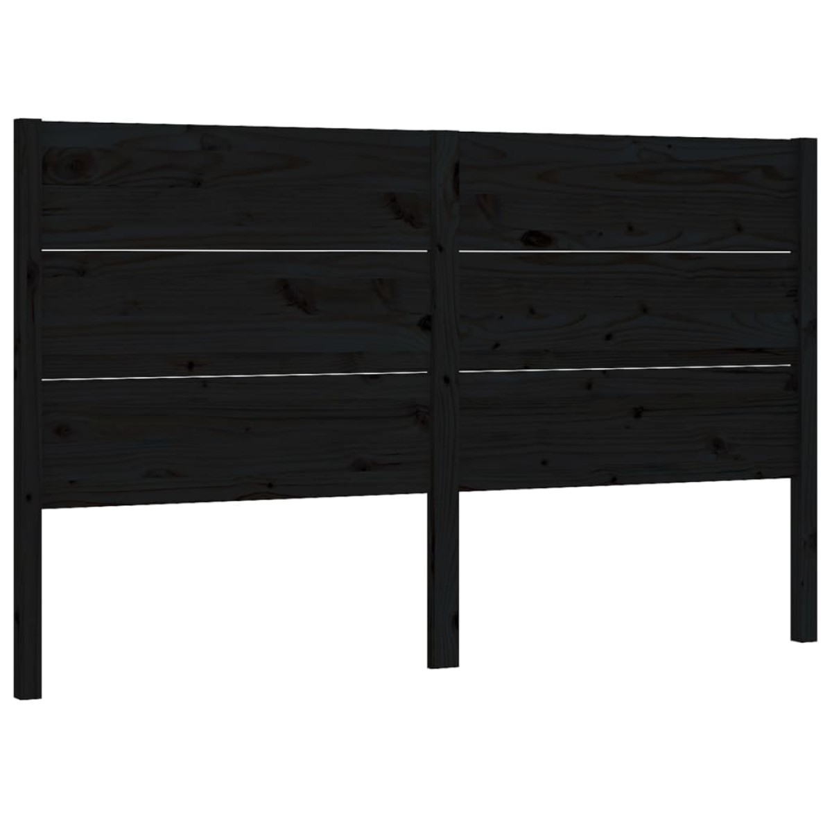 vidaXL Κεφαλάρι Κρεβατιού Μαύρο 126 x 4 x 100 εκ. Μασίφ Ξύλο Πεύκου