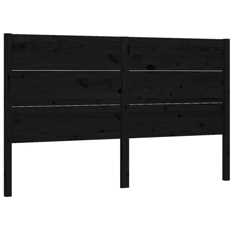 vidaXL Κεφαλάρι Κρεβατιού Μαύρο 126 x 4 x 100 εκ. Μασίφ Ξύλο Πεύκου