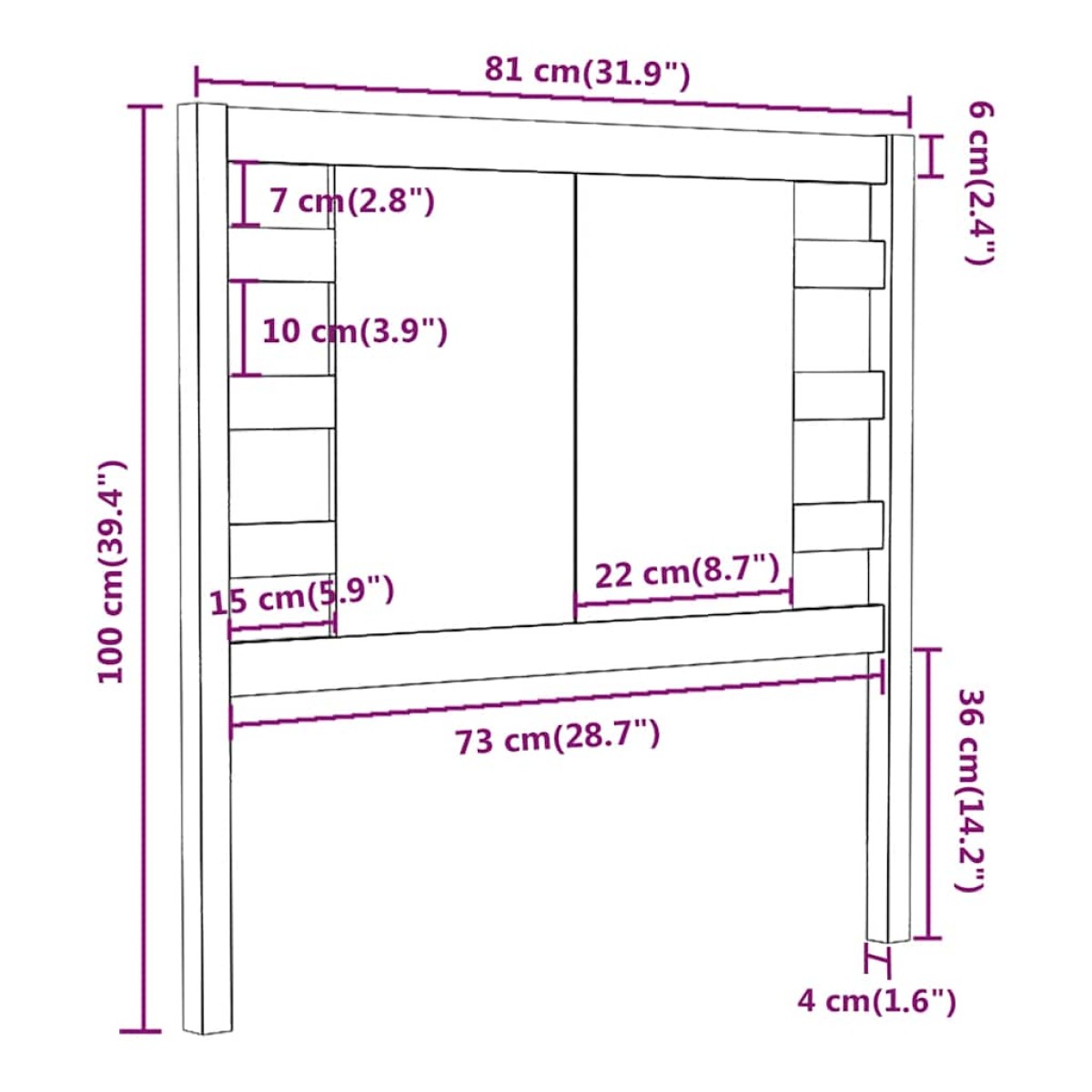 vidaXL Κεφαλάρι Γκρι 81 x 4 x 100 εκ. από Μασίφ Ξύλο Πεύκου