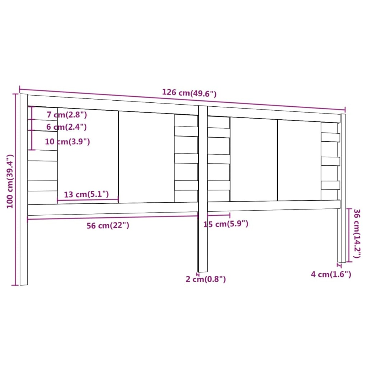 vidaXL Κεφαλάρι Καφέ 126 x 4 x 100 εκ. από Μασίφ Ξύλο Πεύκου