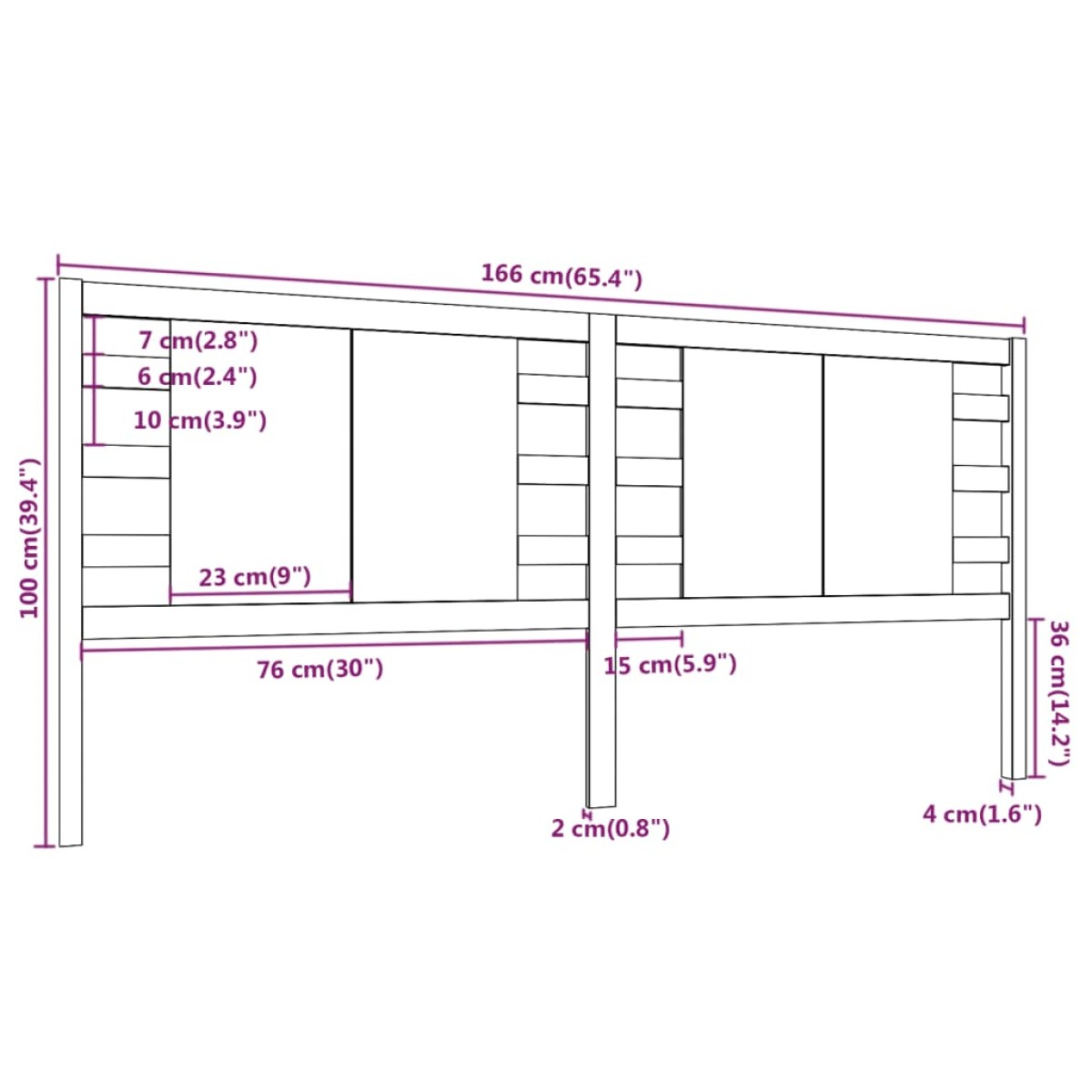 vidaXL Κεφαλάρι Κρεβατιού Γκρι 166 x 4 x 100 εκ. από Μασίφ Ξύλο Πεύκου