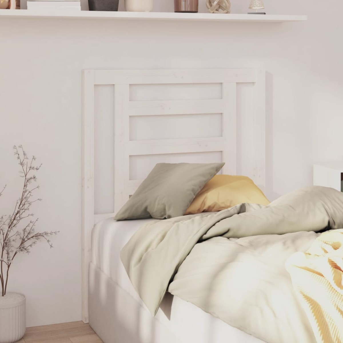 vidaXL Κεφαλάρι Κρεβατιού Λευκό 81 x 4 x 100 εκ. από Μασίφ Ξύλο Πεύκου
