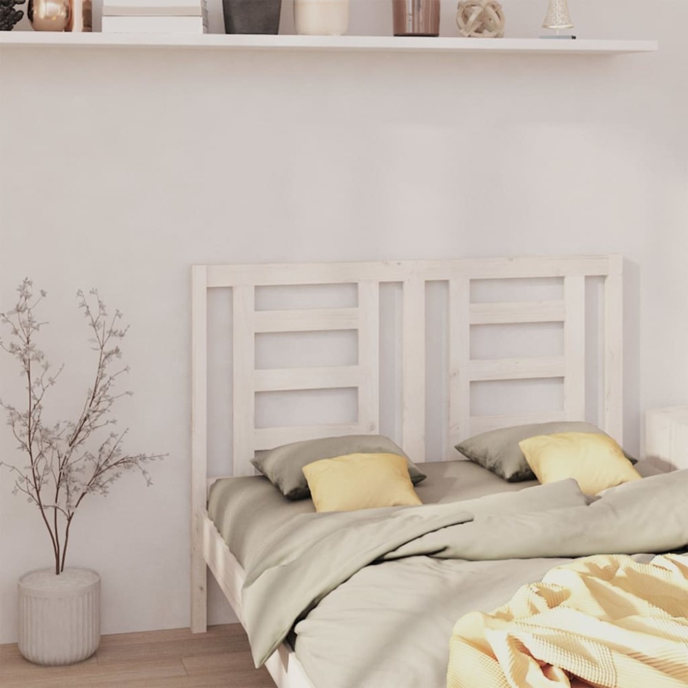 vidaXL Κεφαλάρι Κρεβατιού Λευκό 126 x 4 x 100 εκ. Μασίφ Ξύλο Πεύκου