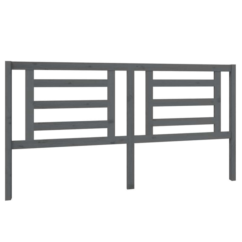 vidaXL Κεφαλάρι Κρεβατιού Γκρι 186 x 4 x 100 εκ. από Μασίφ Ξύλο Πεύκου