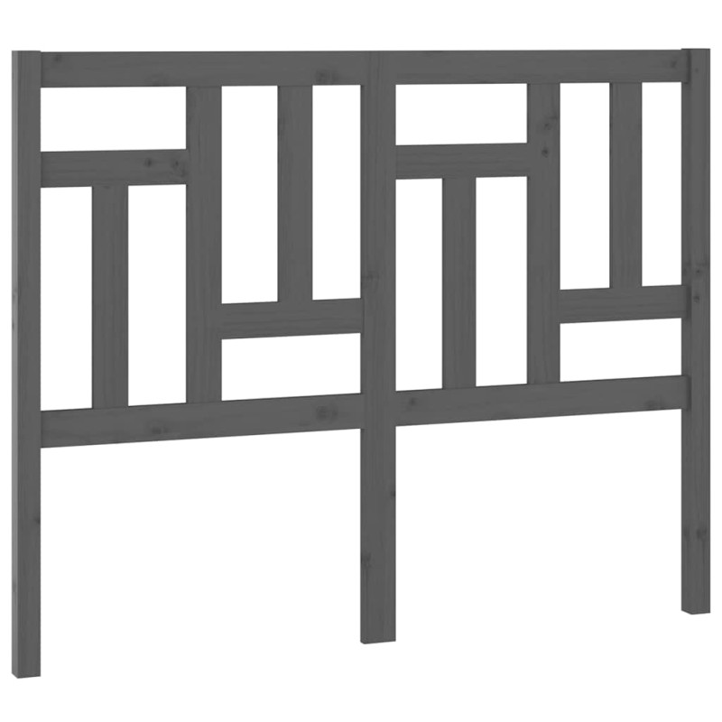vidaXL Κεφαλάρι Κρεβατιού Γκρι 125,5 x 4 x 100 εκ. Μασίφ Ξύλο Πεύκου