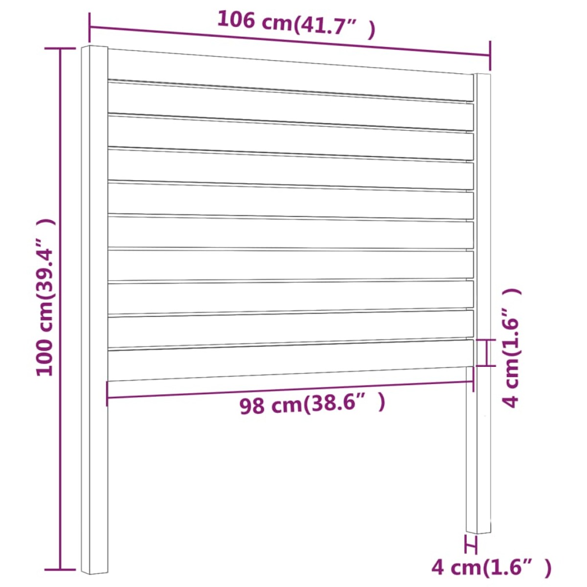 vidaXL Κεφαλάρι Κρεβατιού Καφέ Μελί 106x4x100 εκ. Μασίφ Ξύλο Πεύκου