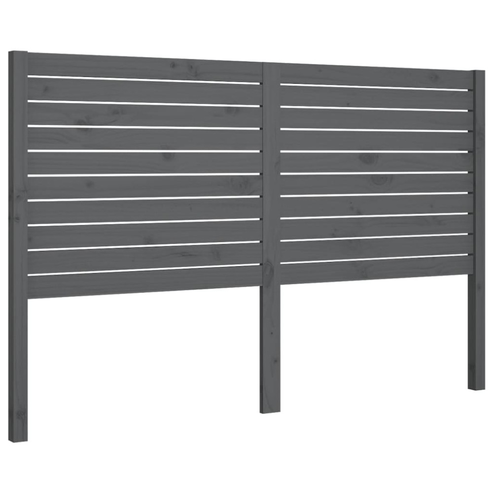vidaXL Κεφαλάρι Κρεβατιού Γκρι 126 x 4 x 100 εκ. από Μασίφ Ξύλο Πεύκου